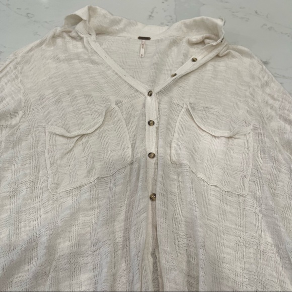 Free People cream long sleeve button down top - Picture 7 of 14